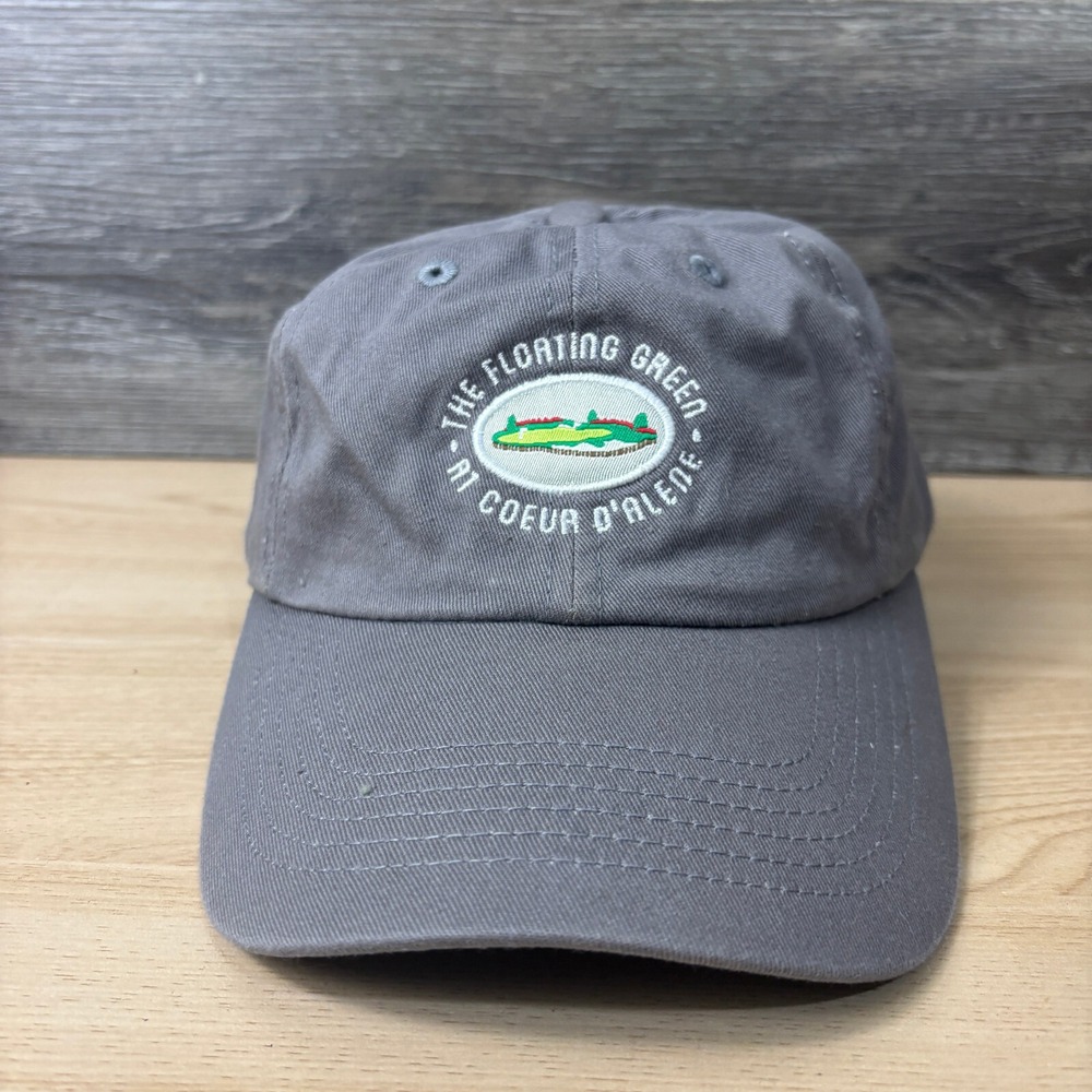 Coeur D'alene Hat Cap Strap Back Gray Golf Golfing Floating Green Adjustable
